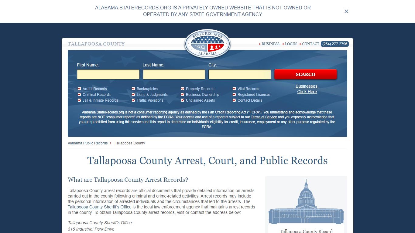 Tallapoosa County Arrest, Court, and Public Records